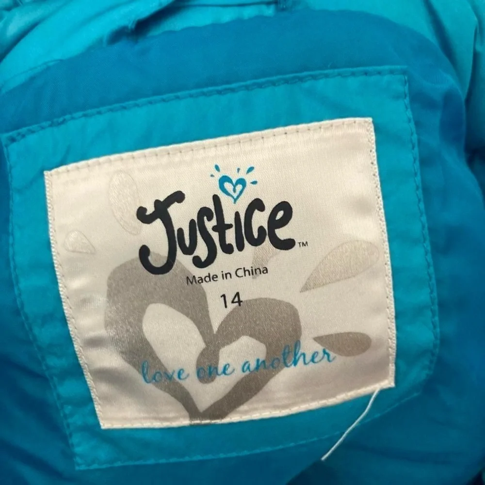 Teal blue Justice Girls puffer vest #kidswear 14